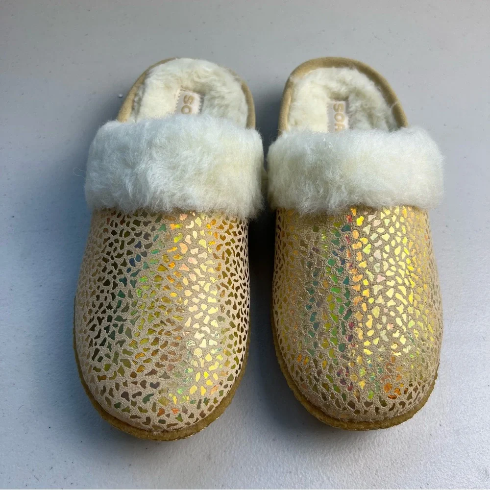 Sorel NEW Nakiska Slide II Ceramic Gum Tan Slippers Girls Youth Size 2, 3, 4, 5